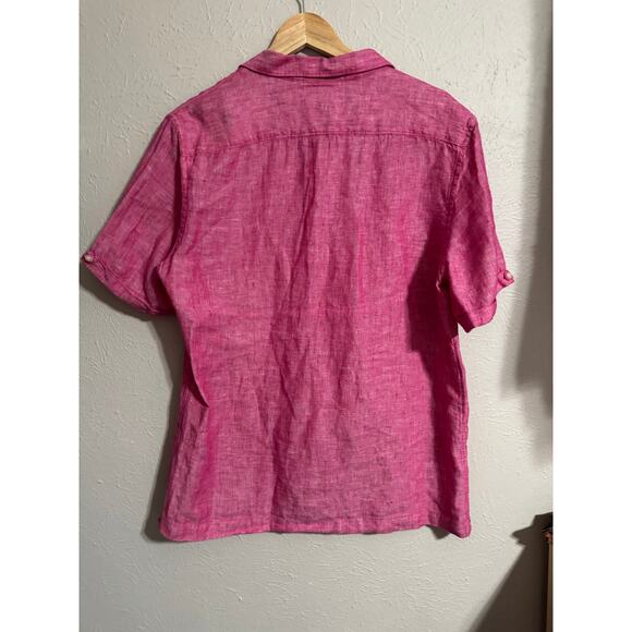 Baird McNutt Murano Slim Fit Linen Button Up Short Sleeve Shirt Large - Picture 3 of 3